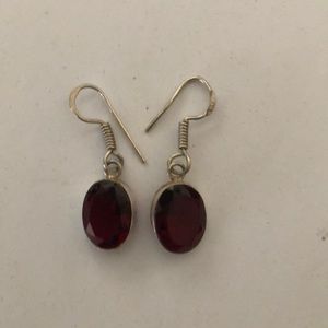 Sterling Silver Garnet Gem Earrings